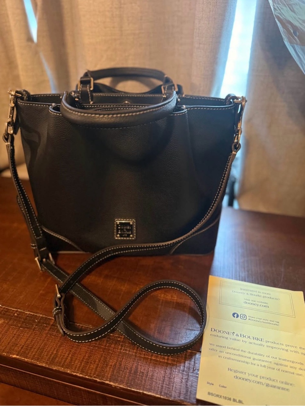 Dooney & Bourke Black Pebbled Leather Crossbody Satchel